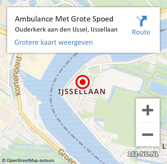 Locatie op kaart van de 112 melding: Ambulance Met Grote Spoed Naar Ouderkerk aan den IJssel, IJssellaan op 20 november 2016 20:45