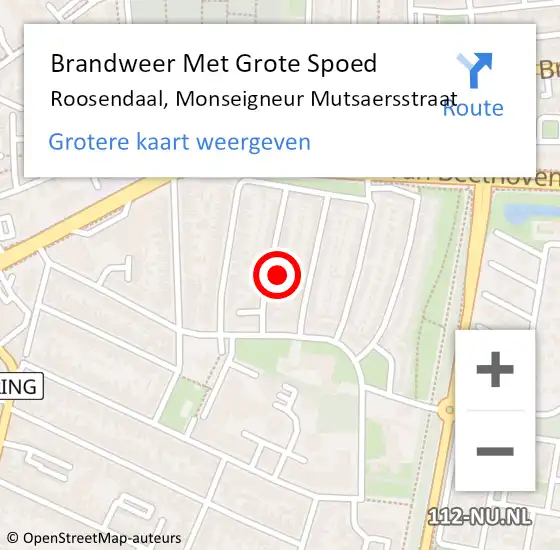 Locatie op kaart van de 112 melding: Brandweer Met Grote Spoed Naar Roosendaal, Monseigneur Mutsaersstraat op 20 november 2016 21:04