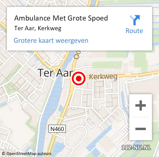 Locatie op kaart van de 112 melding: Ambulance Met Grote Spoed Naar Ter Aar, Kerkweg op 20 november 2016 21:10