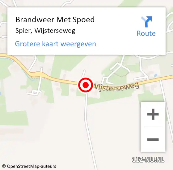 Locatie op kaart van de 112 melding: Brandweer Met Spoed Naar Spier, Wijsterseweg op 20 november 2016 21:15