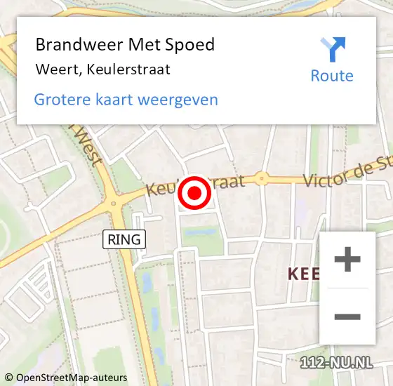 Locatie op kaart van de 112 melding: Brandweer Met Spoed Naar Weert, Keulerstraat op 20 november 2016 21:20