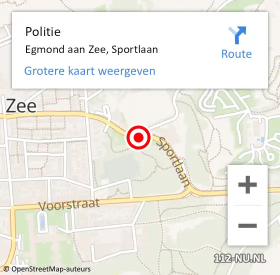 Locatie op kaart van de 112 melding: Politie Egmond aan Zee, Sportlaan op 20 november 2016 21:24