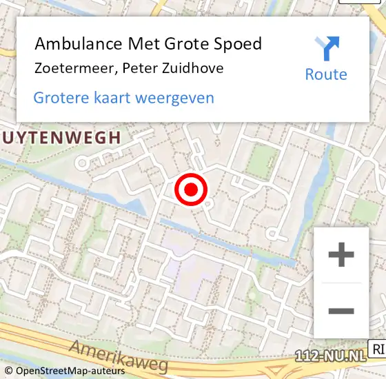 Locatie op kaart van de 112 melding: Ambulance Met Grote Spoed Naar Zoetermeer, Peter Zuidhove op 20 november 2016 22:07