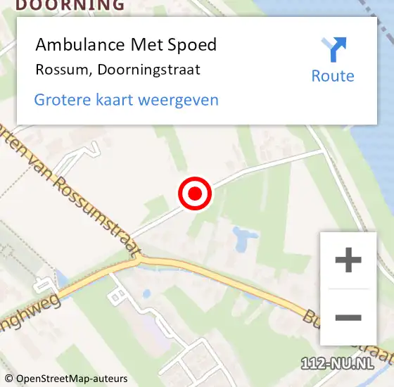 Locatie op kaart van de 112 melding: Ambulance Met Spoed Naar Rossum, Doorningstraat op 20 november 2016 22:12