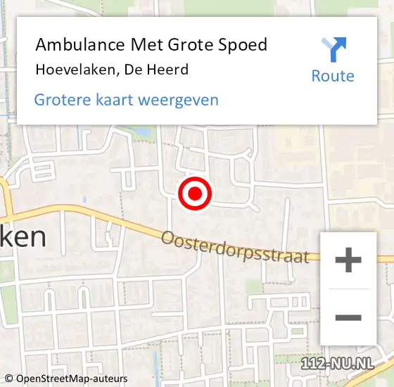 Locatie op kaart van de 112 melding: Ambulance Met Grote Spoed Naar Hoevelaken, De Heerd op 20 november 2016 22:19