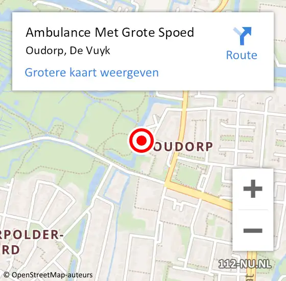 Locatie op kaart van de 112 melding: Ambulance Met Grote Spoed Naar Oudorp, De Vuyk op 20 november 2016 22:23