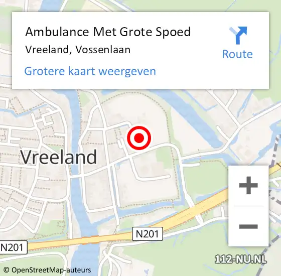 Locatie op kaart van de 112 melding: Ambulance Met Grote Spoed Naar Vreeland, Vossenlaan op 20 november 2016 22:42