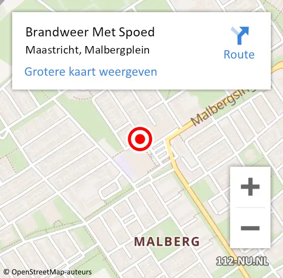 Locatie op kaart van de 112 melding: Brandweer Met Spoed Naar Maastricht, Malbergplein op 20 november 2016 22:54