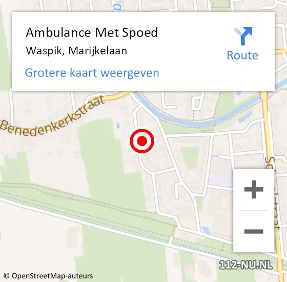 Locatie op kaart van de 112 melding: Ambulance Met Spoed Naar Waspik, Marijkelaan op 2 januari 2014 05:00