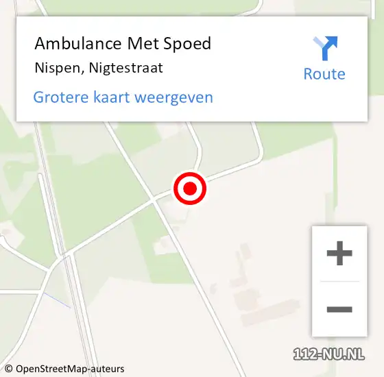 Locatie op kaart van de 112 melding: Ambulance Met Spoed Naar Nispen, Nigtestraat op 20 november 2016 23:57