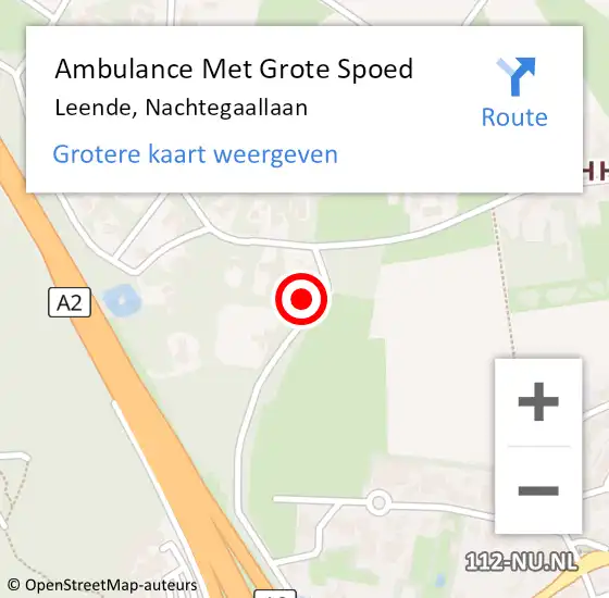 Locatie op kaart van de 112 melding: Ambulance Met Grote Spoed Naar Leende, Nachtegaallaan op 21 november 2016 01:00