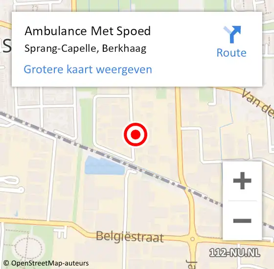 Locatie op kaart van de 112 melding: Ambulance Met Spoed Naar Sprang-Capelle, Berkhaag op 21 november 2016 01:51