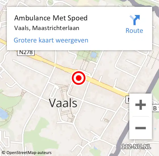 Locatie op kaart van de 112 melding: Ambulance Met Spoed Naar Vaals, Maastrichterlaan op 2 januari 2014 05:17