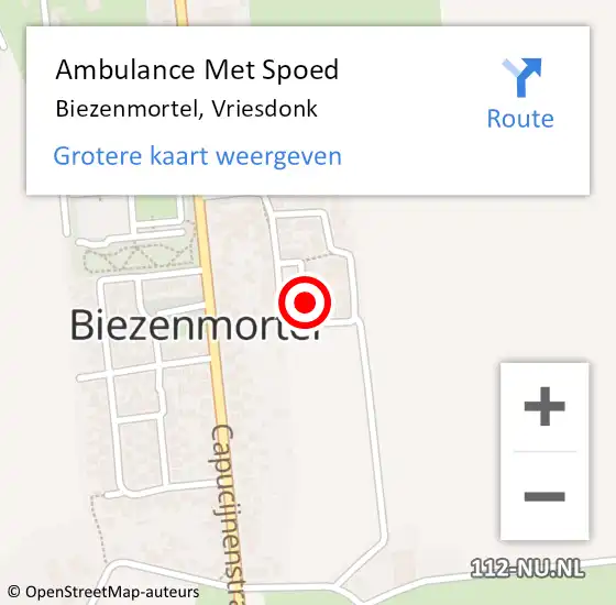 Locatie op kaart van de 112 melding: Ambulance Met Spoed Naar Biezenmortel, Vriesdonk op 21 november 2016 03:08