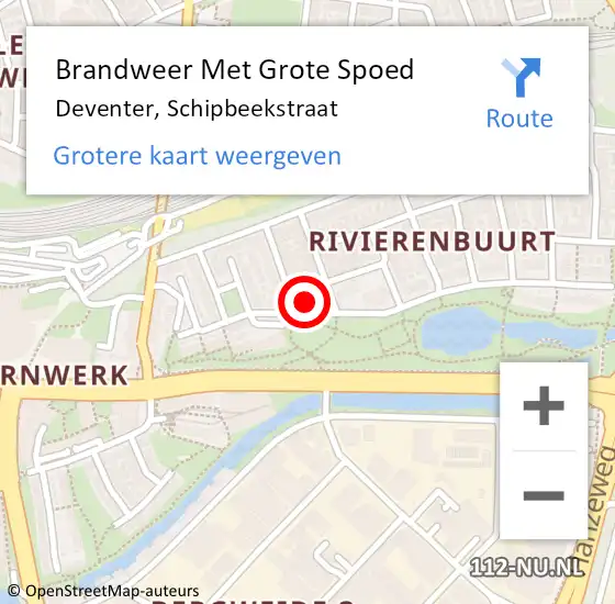 Locatie op kaart van de 112 melding: Brandweer Met Grote Spoed Naar Deventer, Schipbeekstraat op 21 november 2016 03:21