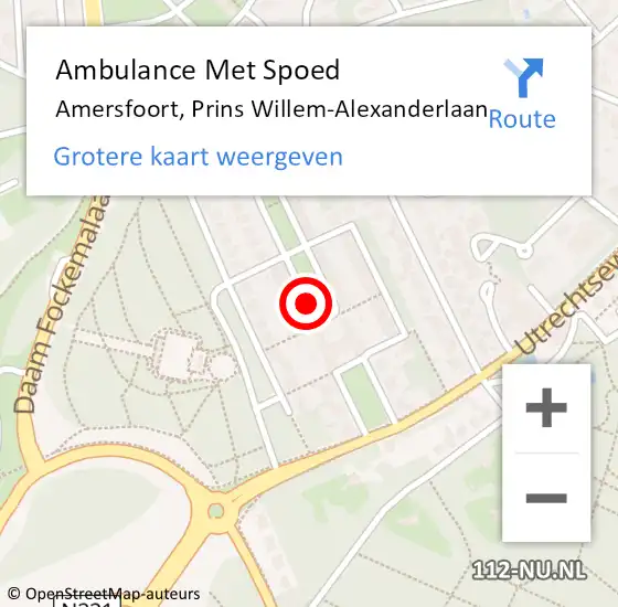 Locatie op kaart van de 112 melding: Ambulance Met Spoed Naar Amersfoort, Prins Willem-Alexanderlaan op 21 november 2016 03:50