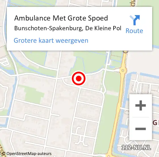 Locatie op kaart van de 112 melding: Ambulance Met Grote Spoed Naar Bunschoten-Spakenburg, De Kleine Pol op 21 november 2016 04:30