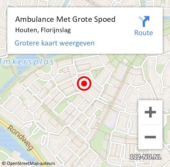 Locatie op kaart van de 112 melding: Ambulance Met Grote Spoed Naar Houten, Florijnslag op 21 november 2016 06:19