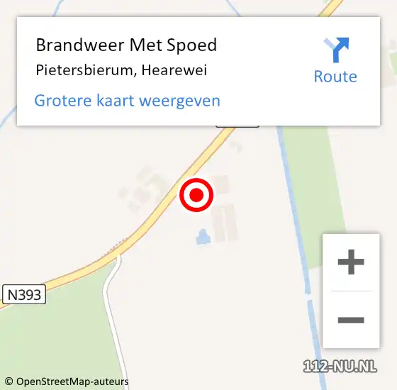Locatie op kaart van de 112 melding: Brandweer Met Spoed Naar Pietersbierum, Hearewei op 21 november 2016 06:26