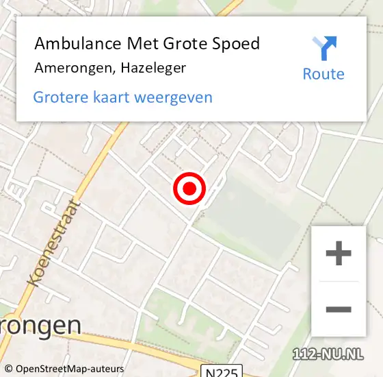 Locatie op kaart van de 112 melding: Ambulance Met Grote Spoed Naar Amerongen, Hazeleger op 21 november 2016 07:01