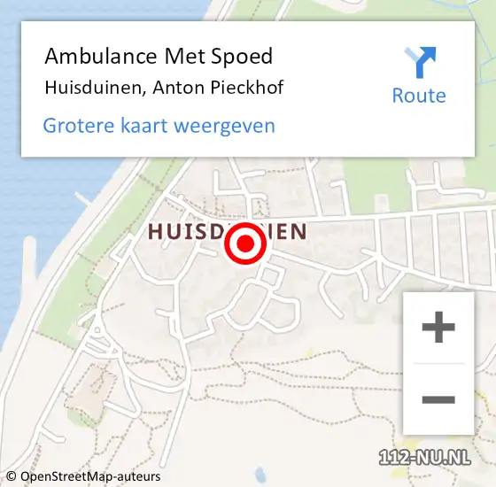 Locatie op kaart van de 112 melding: Ambulance Met Spoed Naar Huisduinen, Anton Pieckhof op 21 november 2016 07:54