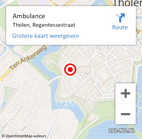 Locatie op kaart van de 112 melding: Ambulance Tholen, Regentessestraat op 21 november 2016 08:54