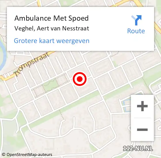 Locatie op kaart van de 112 melding: Ambulance Met Spoed Naar Veghel, Aert van Nesstraat op 21 november 2016 08:57