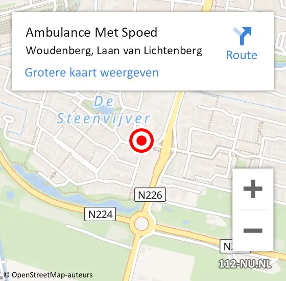 Locatie op kaart van de 112 melding: Ambulance Met Spoed Naar Woudenberg, Laan van Lichtenberg op 21 november 2016 09:30