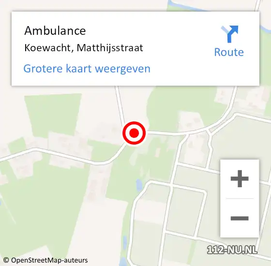 Locatie op kaart van de 112 melding: Ambulance Koewacht, Matthijsstraat op 21 november 2016 10:31