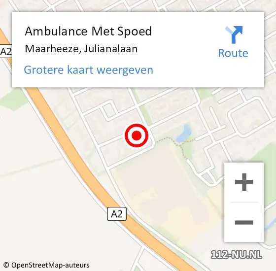 Locatie op kaart van de 112 melding: Ambulance Met Spoed Naar Maarheeze, Julianalaan op 21 november 2016 10:33