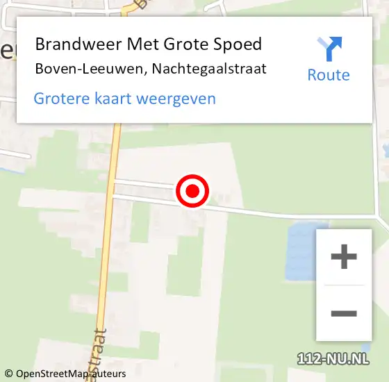 Locatie op kaart van de 112 melding: Brandweer Met Grote Spoed Naar Boven-Leeuwen, Nachtegaalstraat op 21 november 2016 10:45