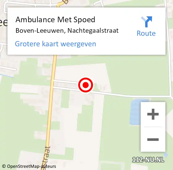 Locatie op kaart van de 112 melding: Ambulance Met Spoed Naar Boven-Leeuwen, Nachtegaalstraat op 21 november 2016 10:48