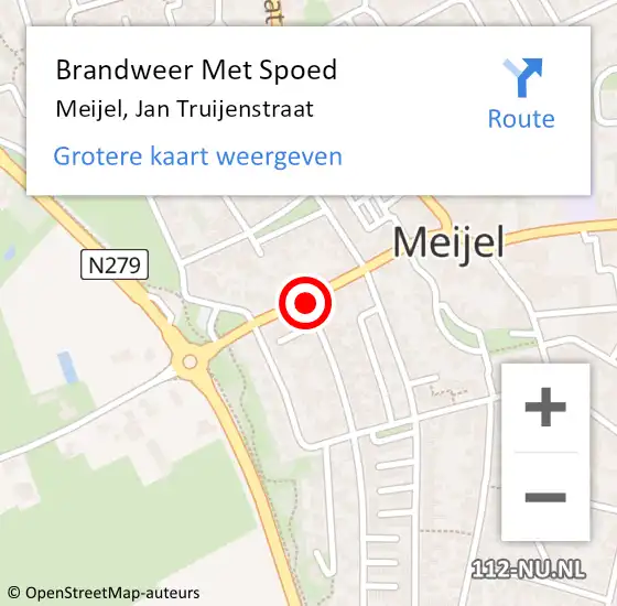 Locatie op kaart van de 112 melding: Brandweer Met Spoed Naar Meijel, Jan Truijenstraat op 21 november 2016 10:55