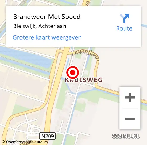 Locatie op kaart van de 112 melding: Brandweer Met Spoed Naar Bleiswijk, Achterlaan op 18 september 2013 07:34