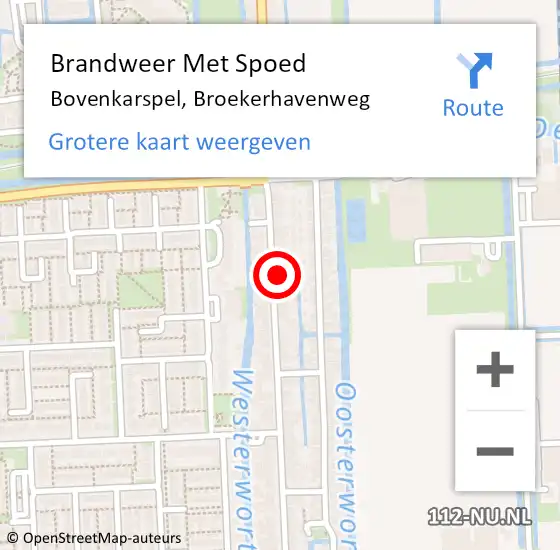 Locatie op kaart van de 112 melding: Brandweer Met Spoed Naar Bovenkarspel, Broekerhavenweg op 21 november 2016 13:11