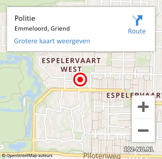 Locatie op kaart van de 112 melding: Politie Emmeloord, Griend op 21 november 2016 13:11