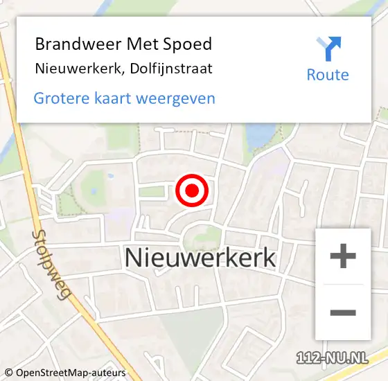 Locatie op kaart van de 112 melding: Brandweer Met Spoed Naar Nieuwerkerk, Dolfijnstraat op 21 november 2016 13:14