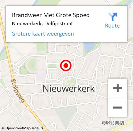 Locatie op kaart van de 112 melding: Brandweer Met Grote Spoed Naar Nieuwerkerk, Dolfijnstraat op 21 november 2016 13:21