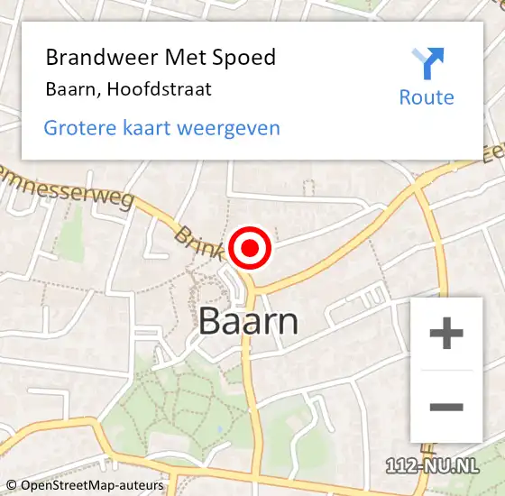 Locatie op kaart van de 112 melding: Brandweer Met Spoed Naar Baarn, Hoofdstraat op 21 november 2016 14:40