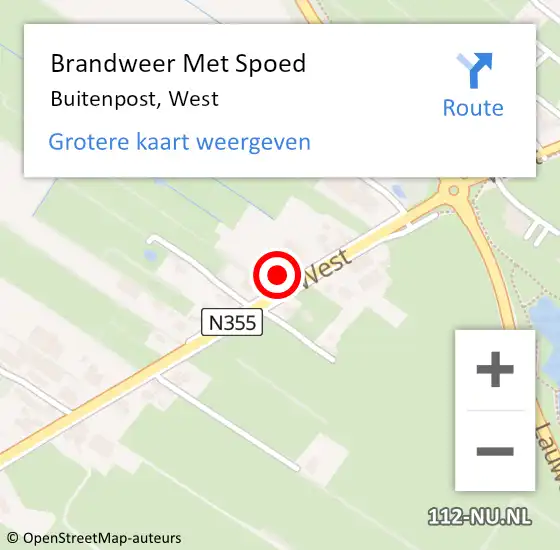 Locatie op kaart van de 112 melding: Brandweer Met Spoed Naar Buitenpost, West op 21 november 2016 14:51