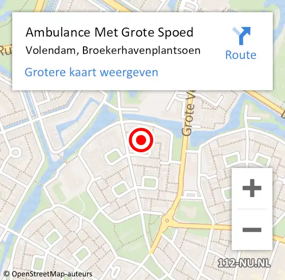 Locatie op kaart van de 112 melding: Ambulance Met Grote Spoed Naar Volendam, Broekerhavenplantsoen op 21 november 2016 14:59