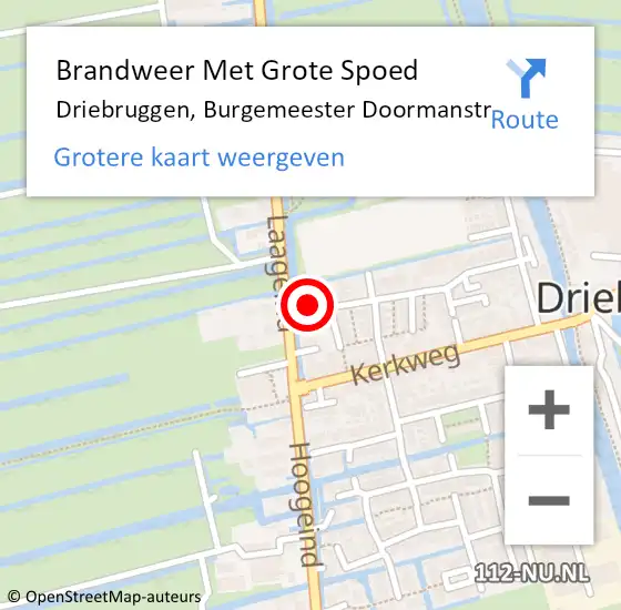 Locatie op kaart van de 112 melding: Brandweer Met Grote Spoed Naar Driebruggen, Burgemeester Doormanstr op 21 november 2016 15:58