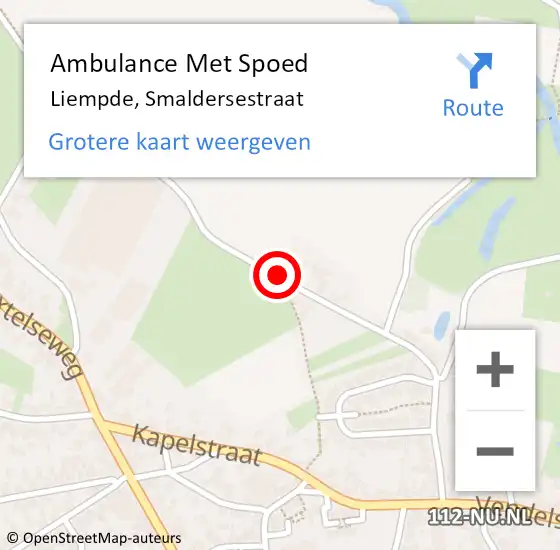 Locatie op kaart van de 112 melding: Ambulance Met Spoed Naar Liempde, Smaldersestraat op 21 november 2016 15:59