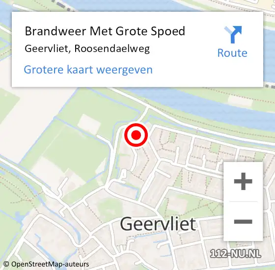 Locatie op kaart van de 112 melding: Brandweer Met Grote Spoed Naar Geervliet, Roosendaelweg op 21 november 2016 16:12