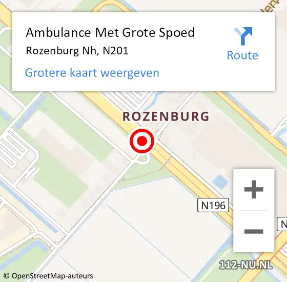 Locatie op kaart van de 112 melding: Ambulance Met Grote Spoed Naar Rozenburg Nh, N201 op 21 november 2016 16:12