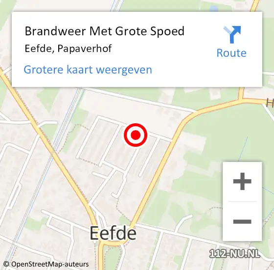 Locatie op kaart van de 112 melding: Brandweer Met Grote Spoed Naar Eefde, Papaverhof op 21 november 2016 16:18