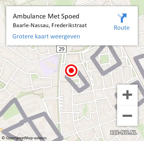 Locatie op kaart van de 112 melding: Ambulance Met Spoed Naar Baarle-Nassau, Frederikstraat op 21 november 2016 16:20