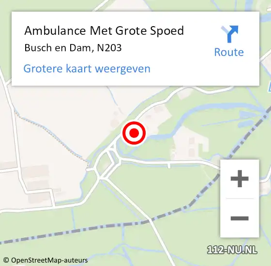 Locatie op kaart van de 112 melding: Ambulance Met Grote Spoed Naar Busch en Dam, N203 op 21 november 2016 16:30