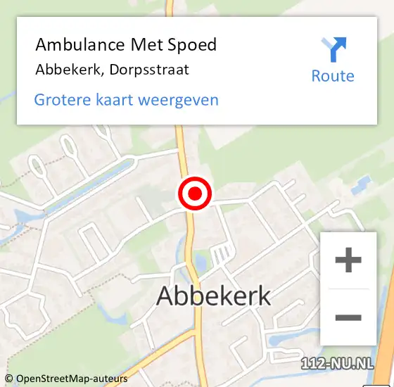 Locatie op kaart van de 112 melding: Ambulance Met Spoed Naar Abbekerk, Dorpsstraat op 21 november 2016 16:38