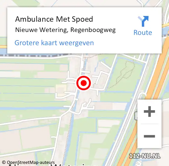 Locatie op kaart van de 112 melding: Ambulance Met Spoed Naar Nieuwe Wetering, Regenboogweg op 21 november 2016 16:45